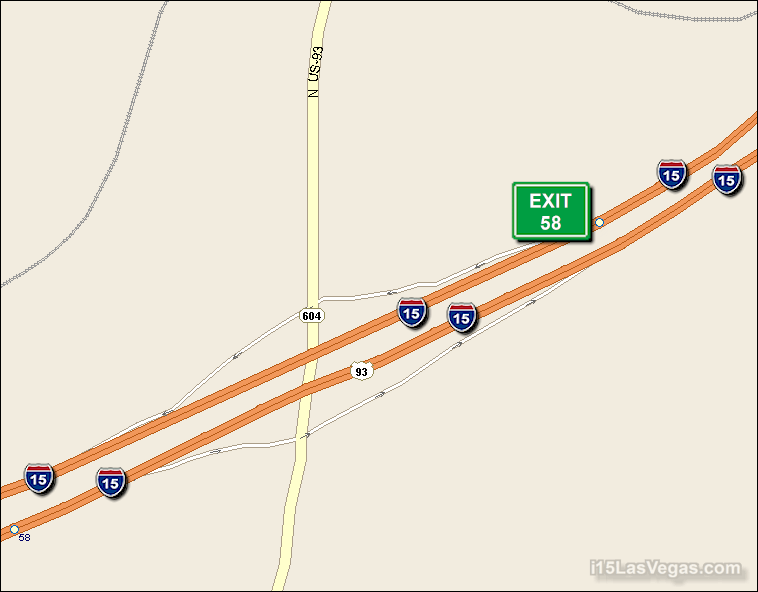 Map of Exit 58 South Bound on Interstate 15 Las Vegas at SR 604 Las Vegas Blvd. N