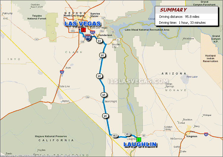 Driving Directions To Laughlin Nevada Laughlin To Las Vegas Driving Distance Map